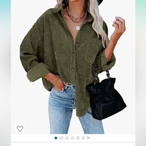 🔮NEVER WORN Amazon army green corduroy jacket